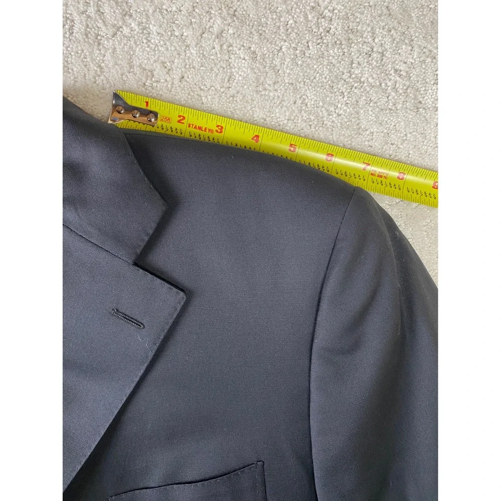 Mabro Handmade Blazer Mens IT 54 Black Guabello Super 140s Wool Italy Sport Coat